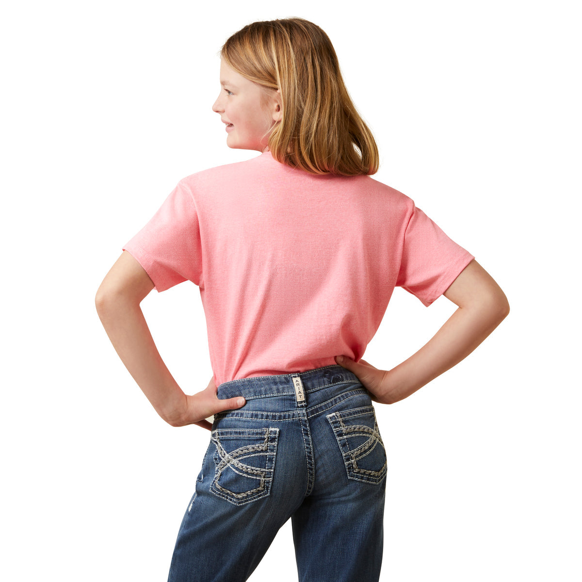 Ariat Girls Farm Easy Tee - Neon Pink Heather (Clearance)