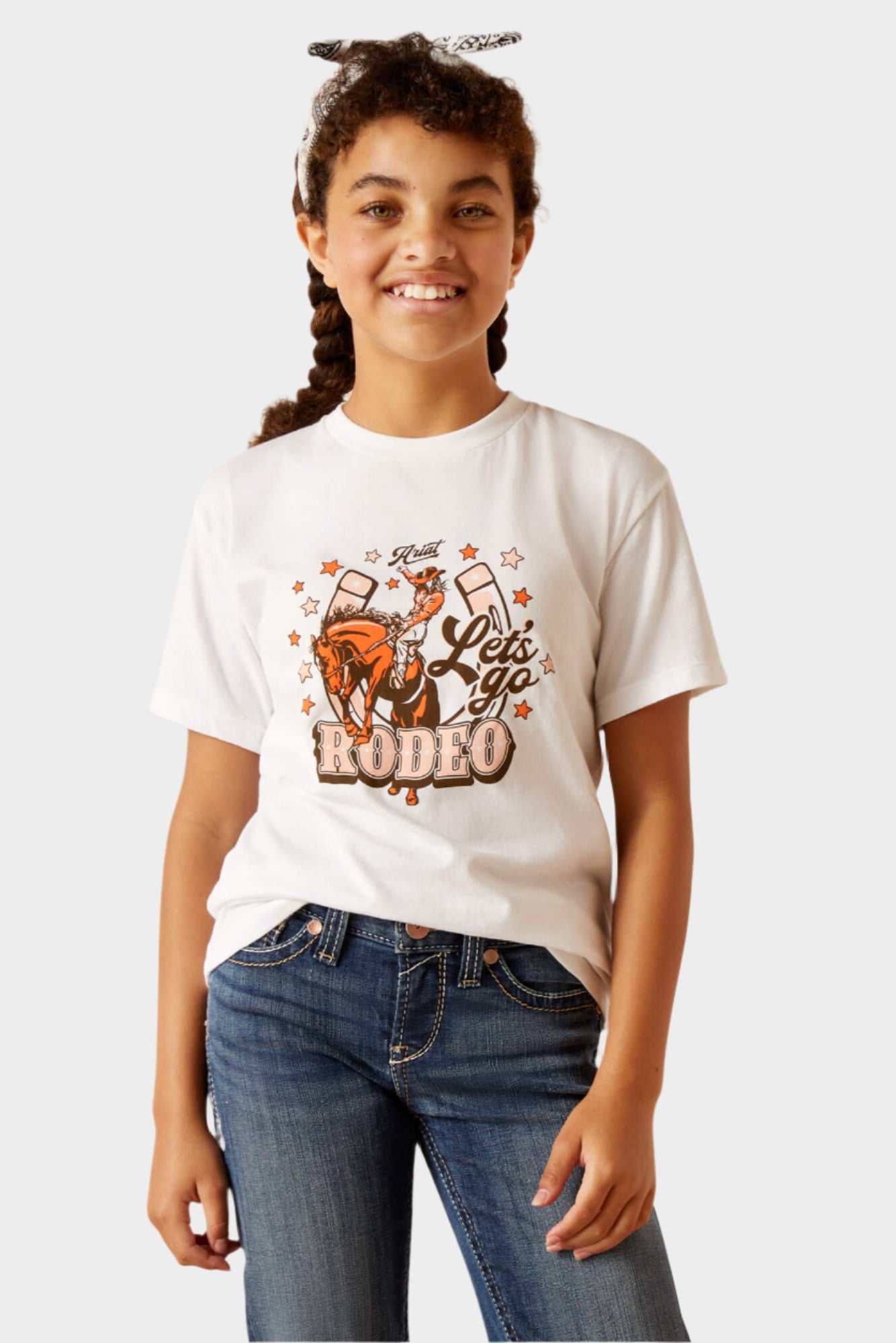 Ariat Girls Let's Rodeo S/S T-Shirt (White)