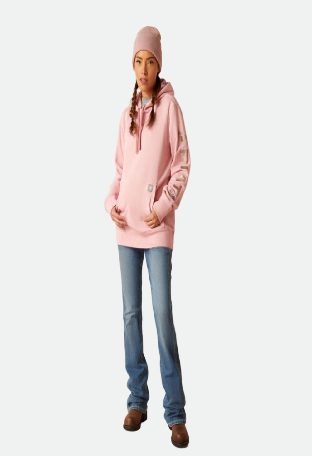 Ariat Women's Rebar Graphic Hoodie MauveGlow Heather and Antler