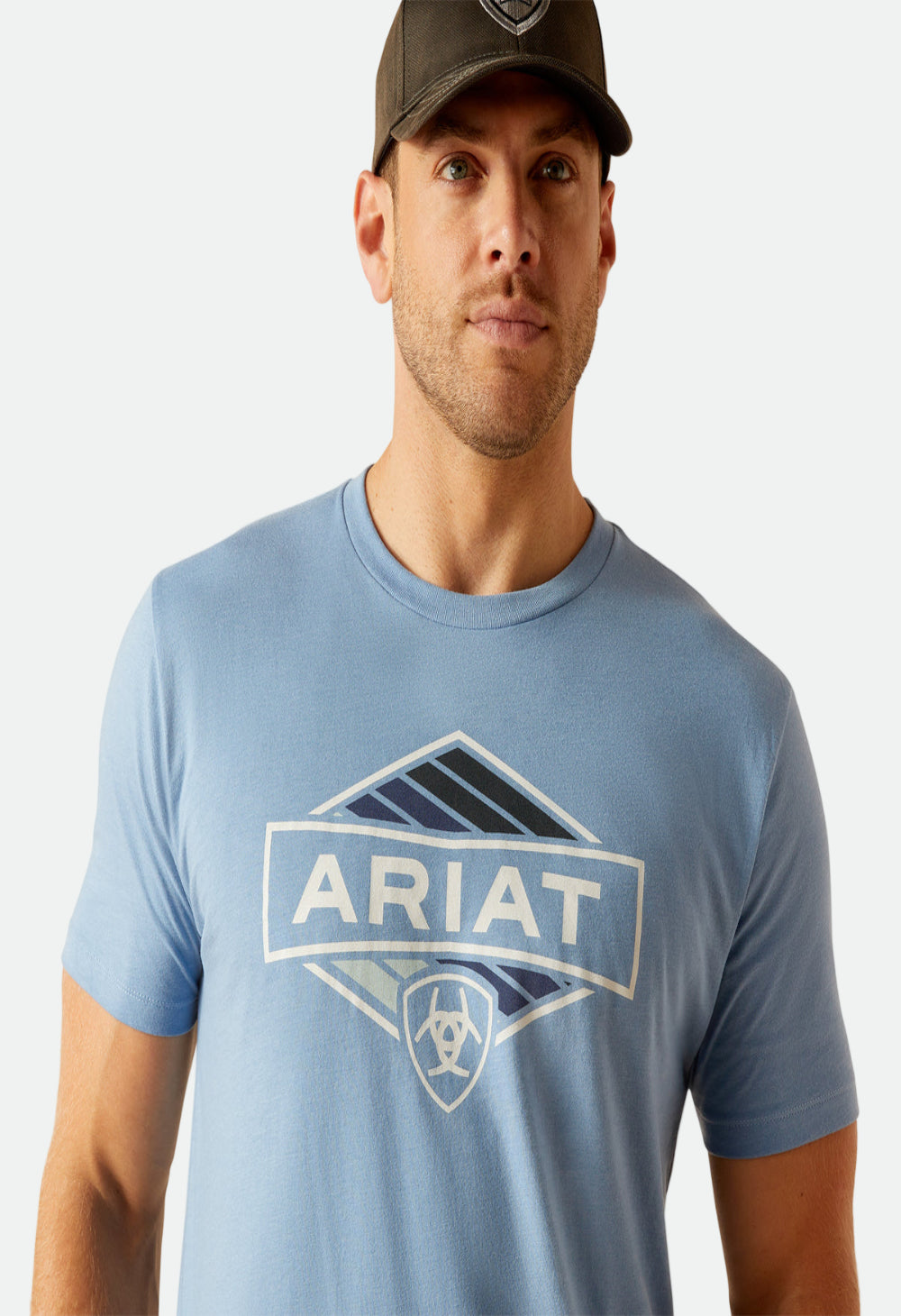 Ariat Men's Retro Hex Stripe S/S T-Shirt (Light Blue Heather)