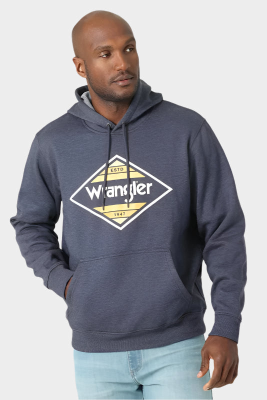 WRANGLER LOGO HOODIE - HEATHER BLUE