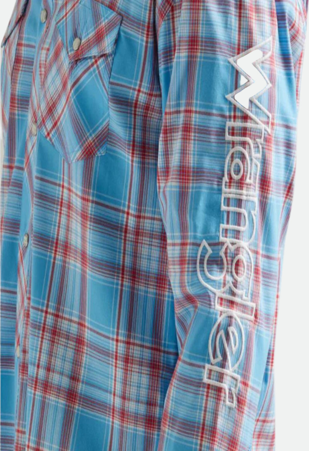 WRANGLER MEN'S LOGO PLAID PRINT LONG SLEEVE WESTERN SNAP SHIRT