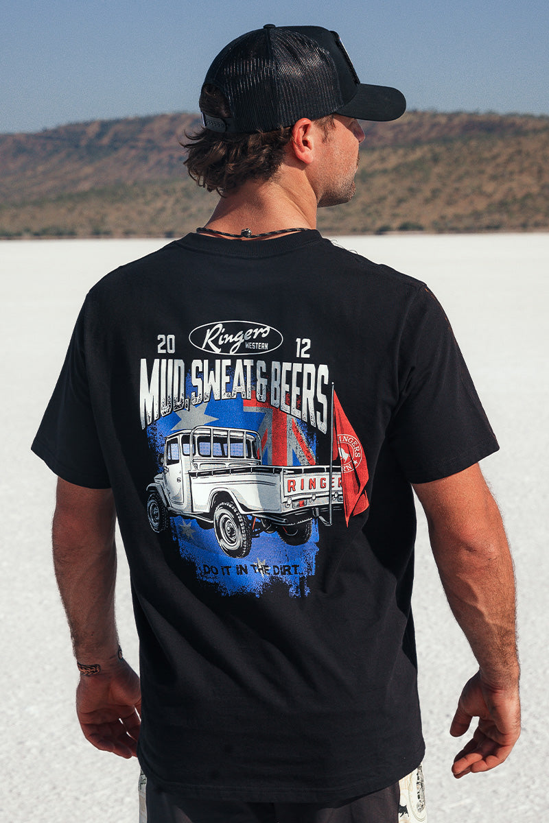 Ringers Western Mud Sweat Beers Mens Loose Fit T-Shirt - Black
