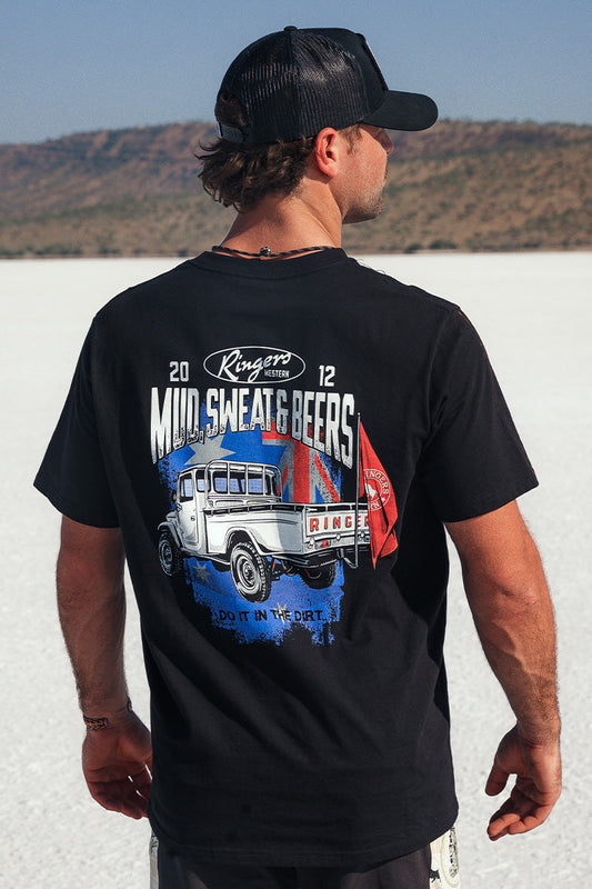 Ringers Western Mud Sweat Beers Mens Loose Fit T-Shirt - Black