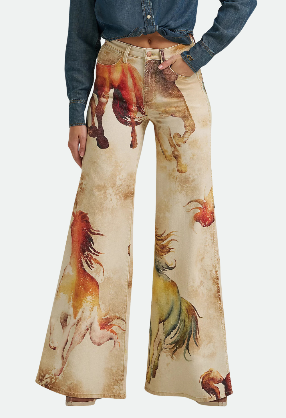 Wrangler Women's Lainey Wilson Horse Cheeky Wide Leg Jean 32Leg