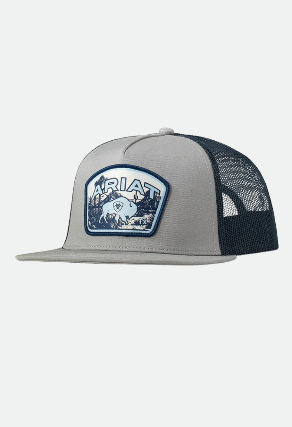 Ariat Putty Gray & Aegean Blue Buffalo Logo Patch Cap