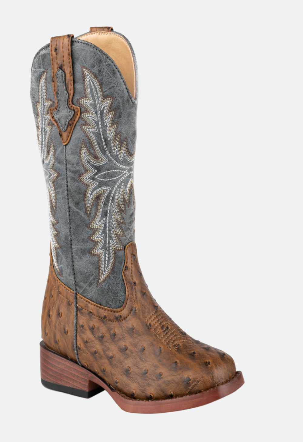 Roper Little Kids - Henry Henry (Brown Ostrich / Blue) (SALE)