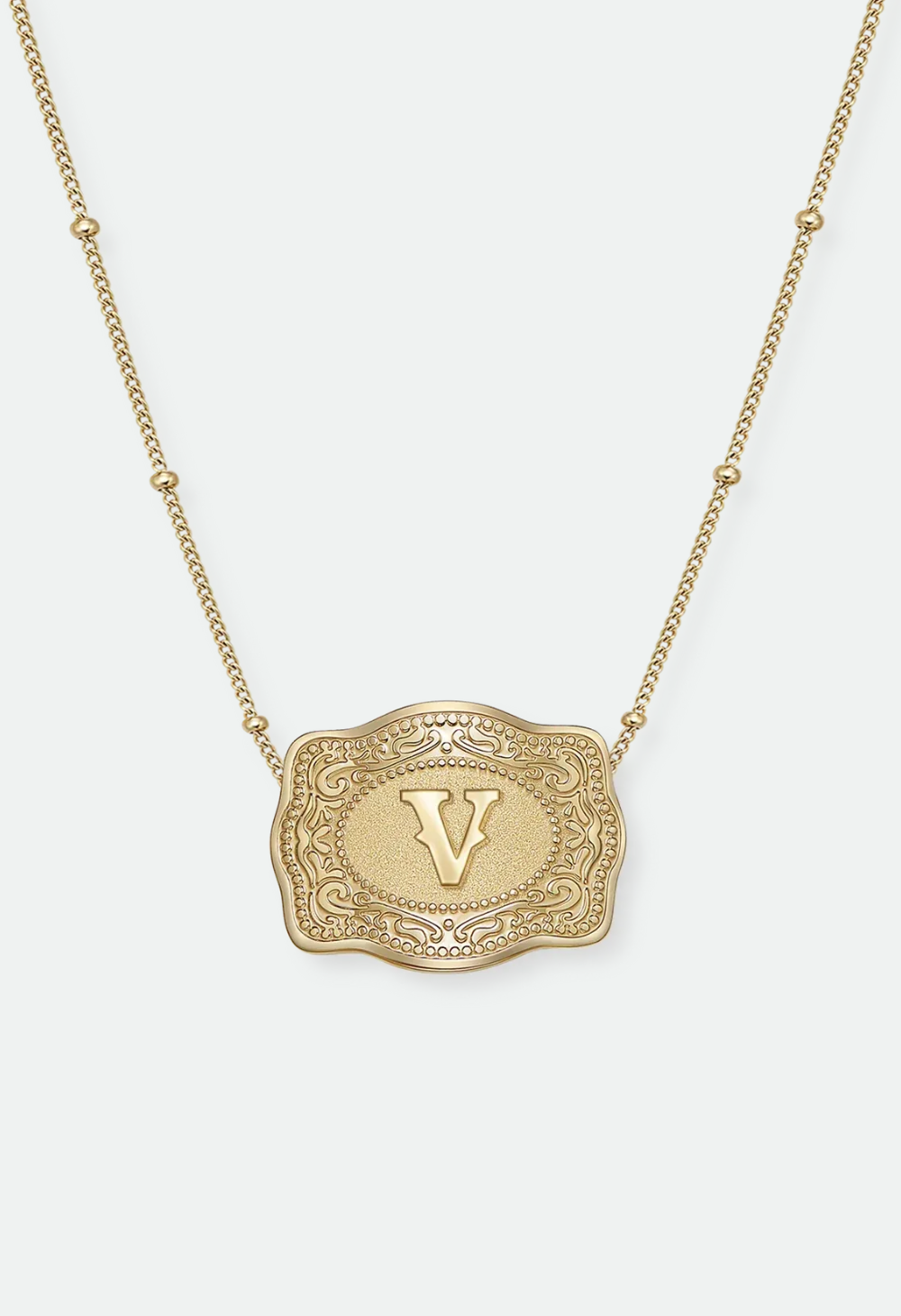 SpurWest Mini Belt Buckle Necklace (Initial) - Gold
