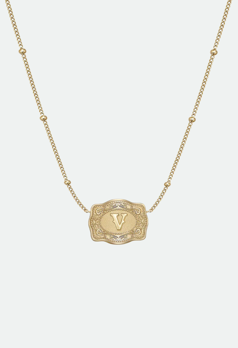 SpurWest Ultra Mini Belt Buckle Necklace (Initial) - Gold