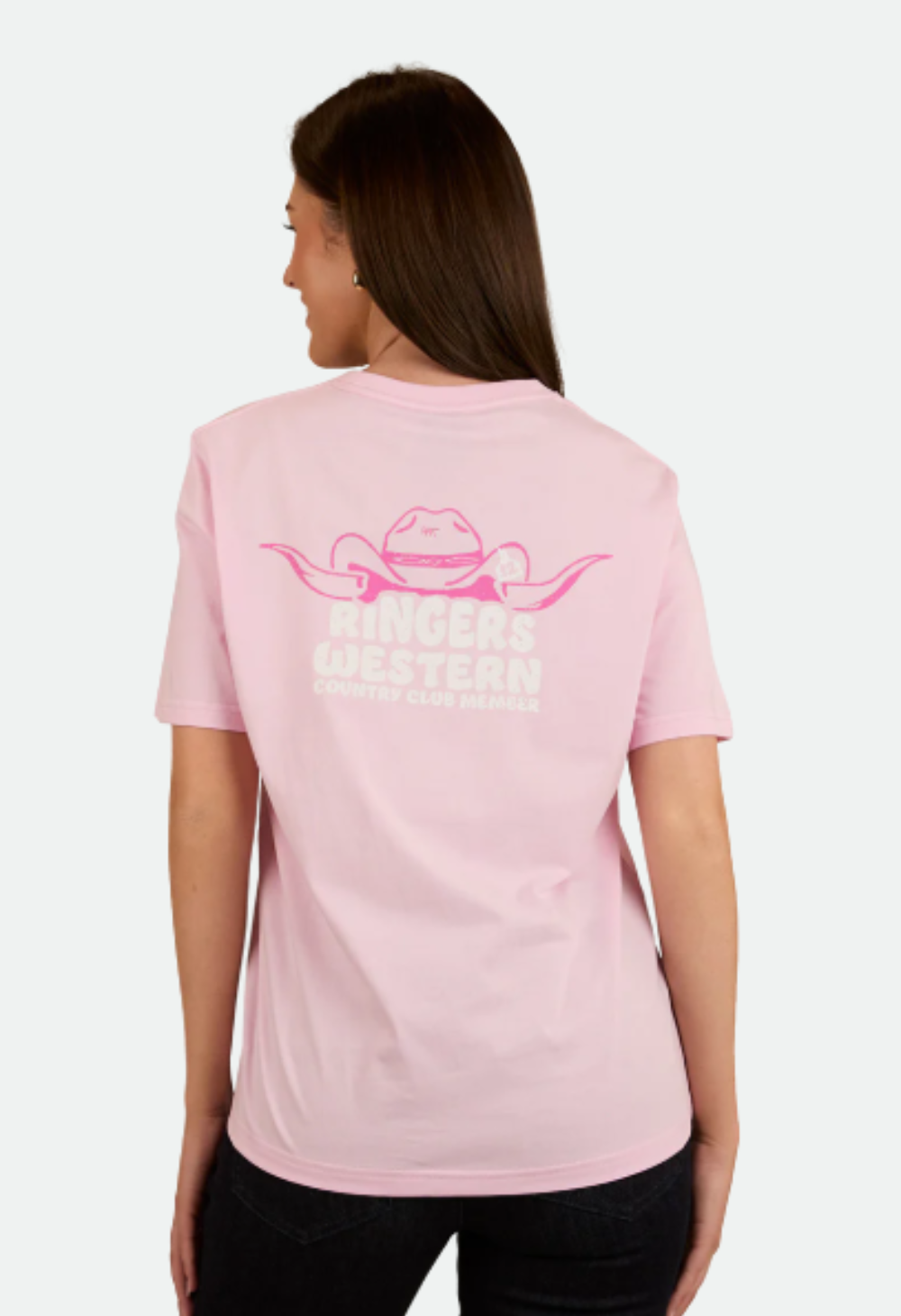Ringers Western Country Club Womens Loose Fit T-Shirt - Ballet Pink