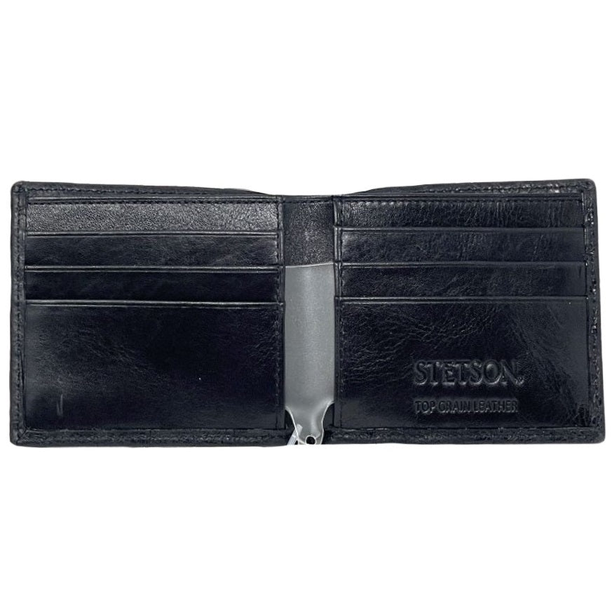 Stetson Croc Embossed Black Bifold Wallet