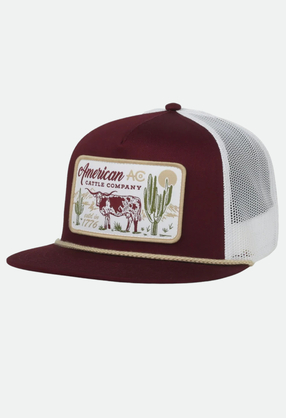 American Cattle Co. Men's On The Range Cap - Maroon/White