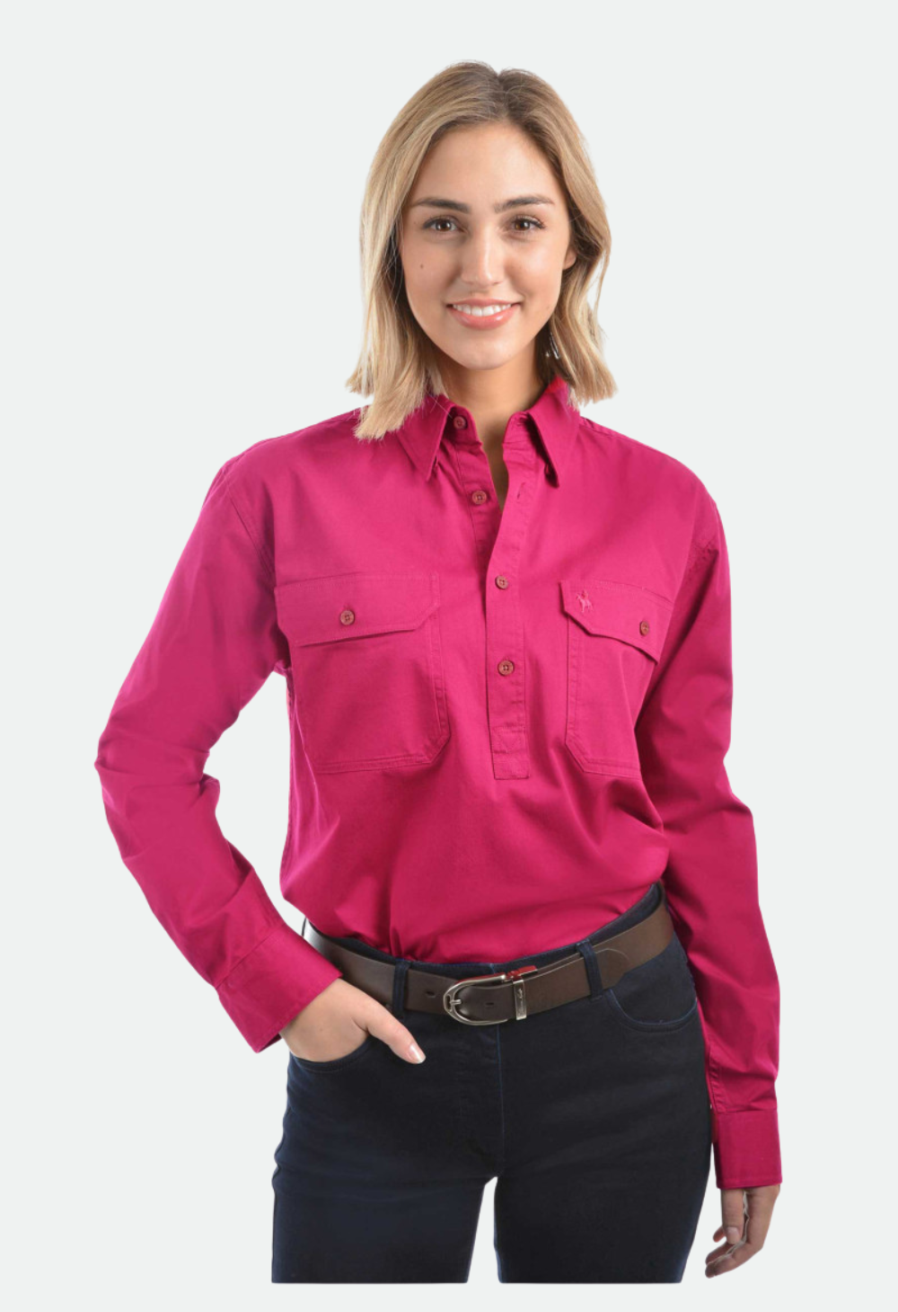 THOMAS COOK UNISEX LIGHT DRILL HALF PLACKET L/S SHIRT