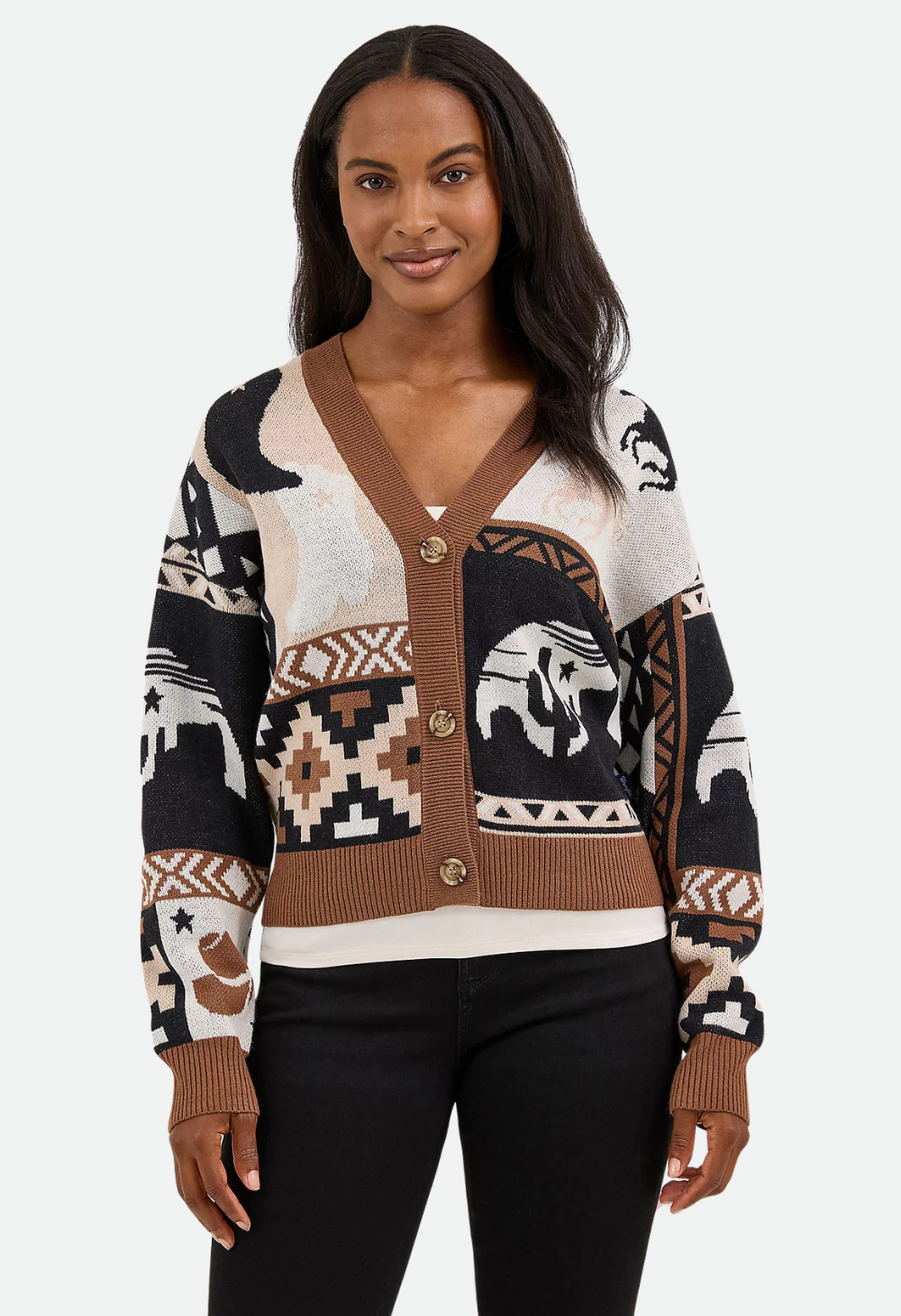 Wrangler Women's Western Cropped Cardigan Sweater