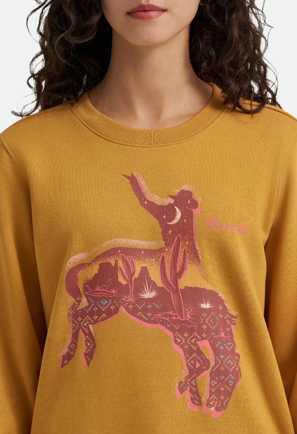 Wrangler Ladies Retro® Bronc Spruce Crew Sweatshirt - Yellow