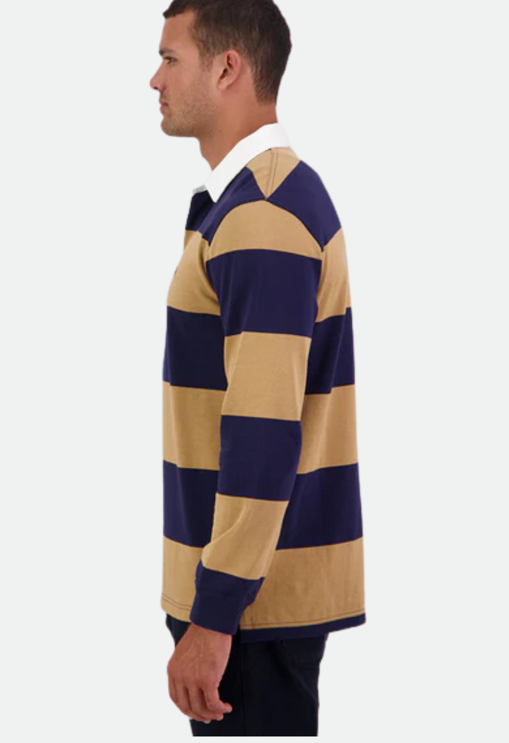 Swanndri Men's Ridgeway Long Sleeve Rugby Top - Navy/Cashew