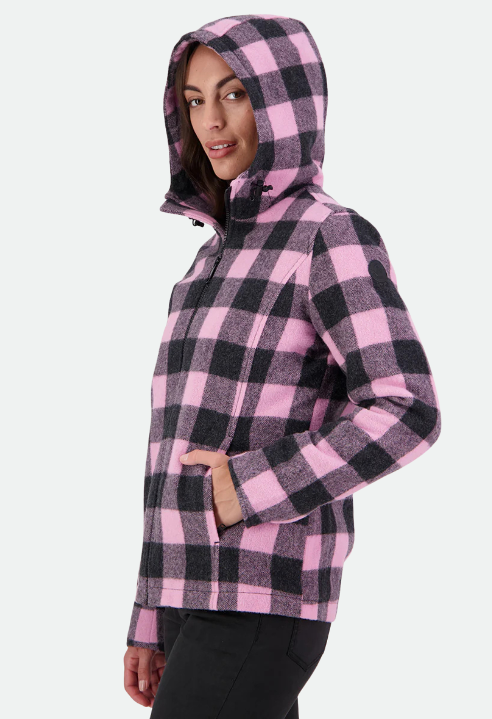 Women's Seattle V2 Wool Hoodie -Shadow/Blossom Check