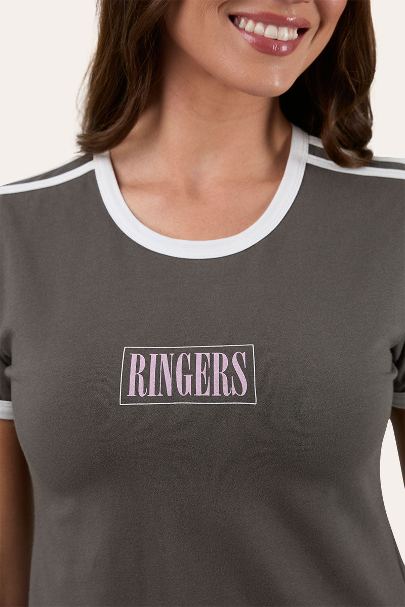Ringer Western Womens Lolita T-Shirt - Charcoal/White
