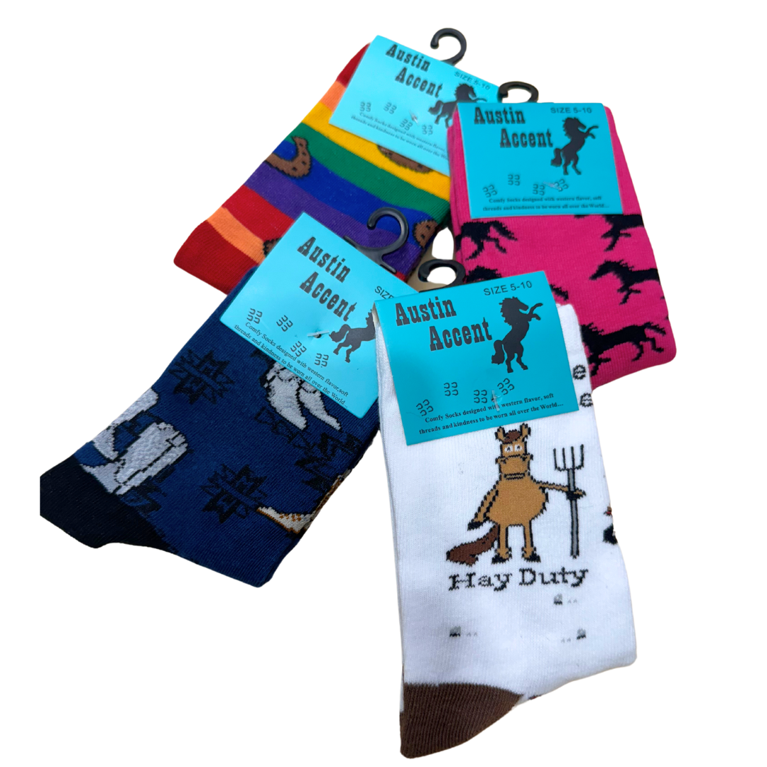Austin Accent Kids Socks Blue with Boots - Assorted