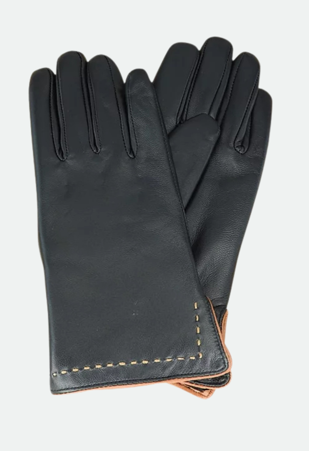 Avenel Idaho Sheepskin Leather Glove w Contrast Stitch - Black/Tan