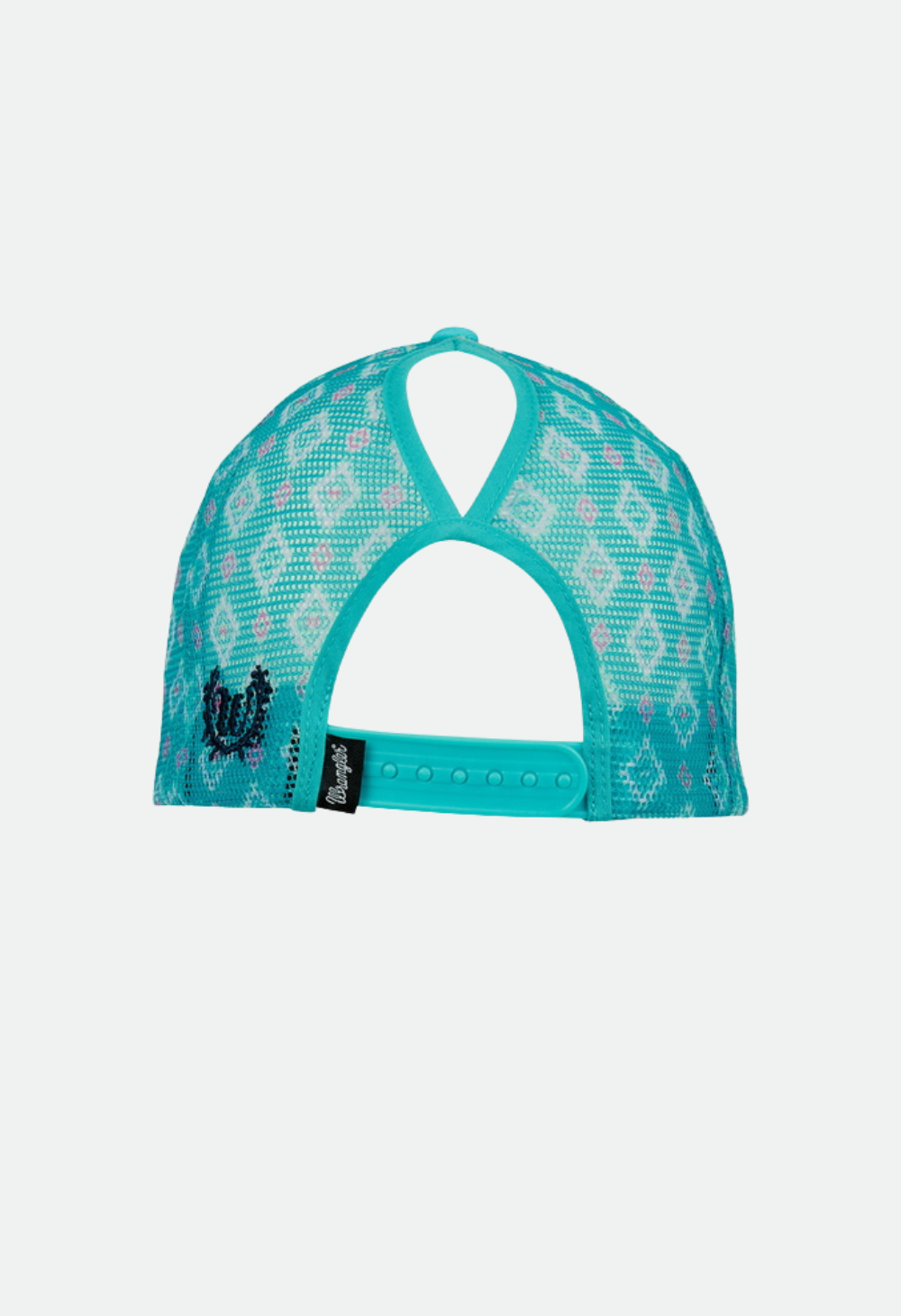 WRANGLER WOMENS MISHA HP PONYTAIL TRUCKER CAP (AQUA/NAVY)