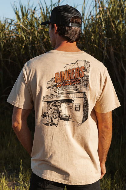 Ringers Western Mens Cowboy Club Loose Fit T-Shirt - Dark Sand