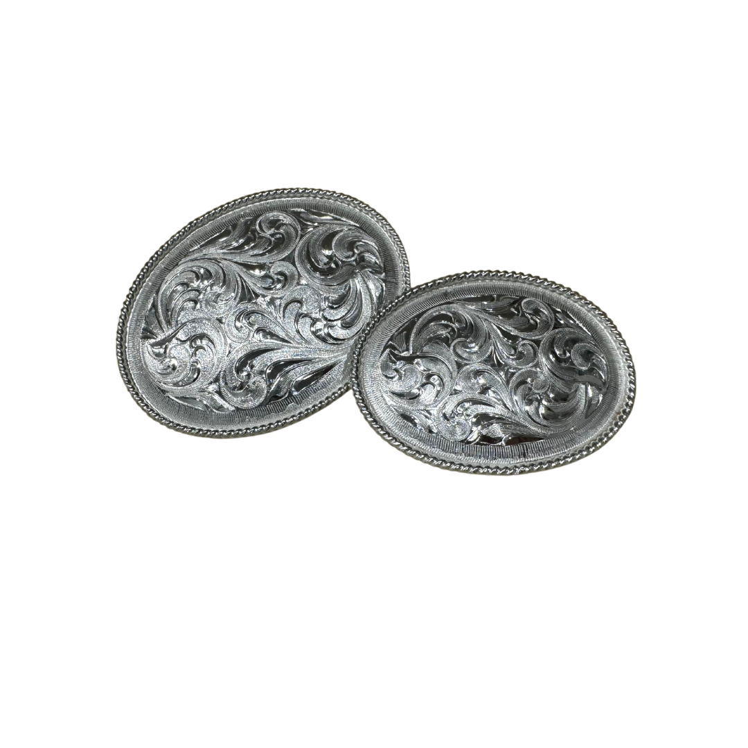 Austin Accent Buckle Oval Engraved Plain Silver
