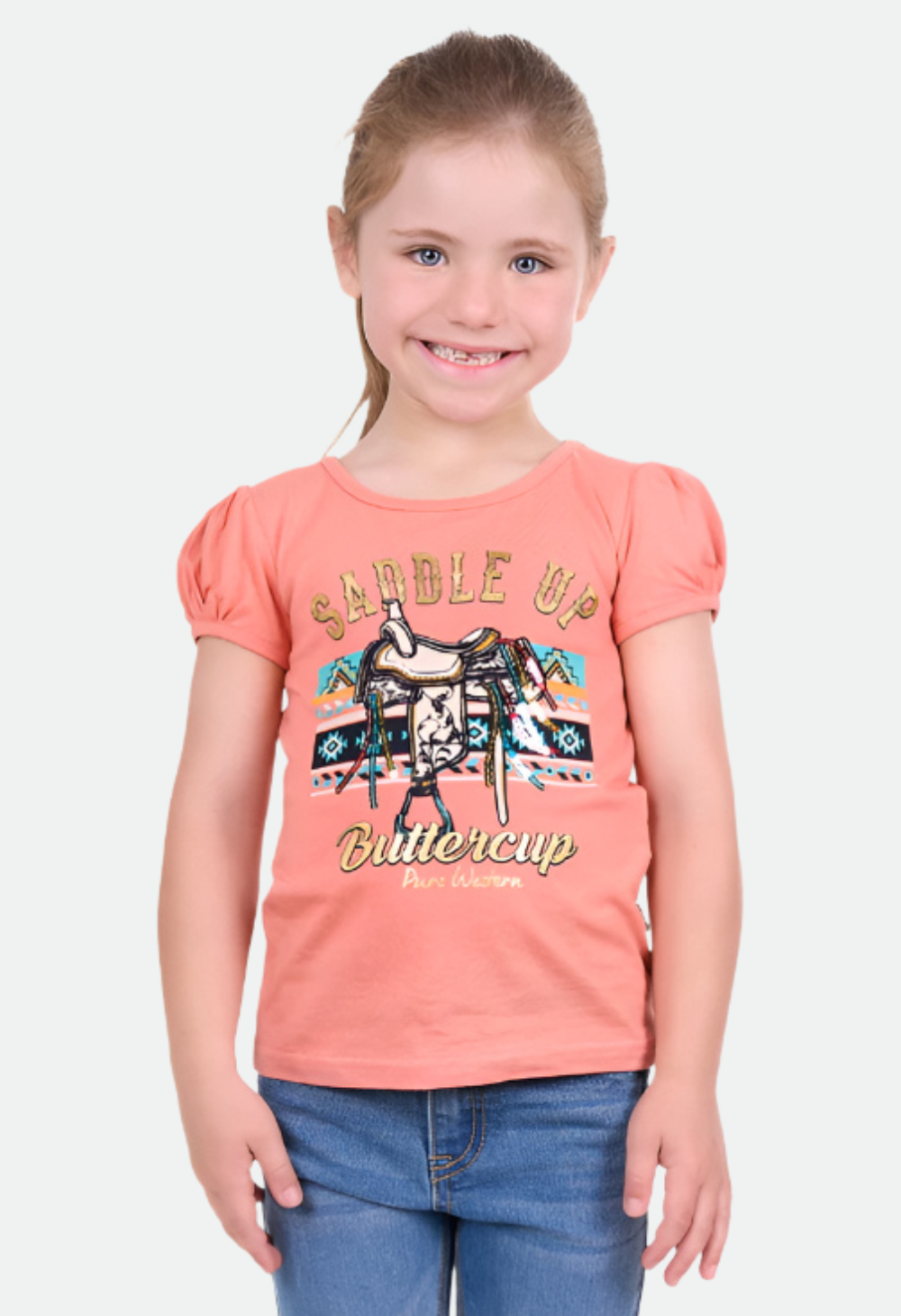 PURE WESTERN GIRLS CANDICE S/S TEE (CORAL) – No Exchanges or Refunds