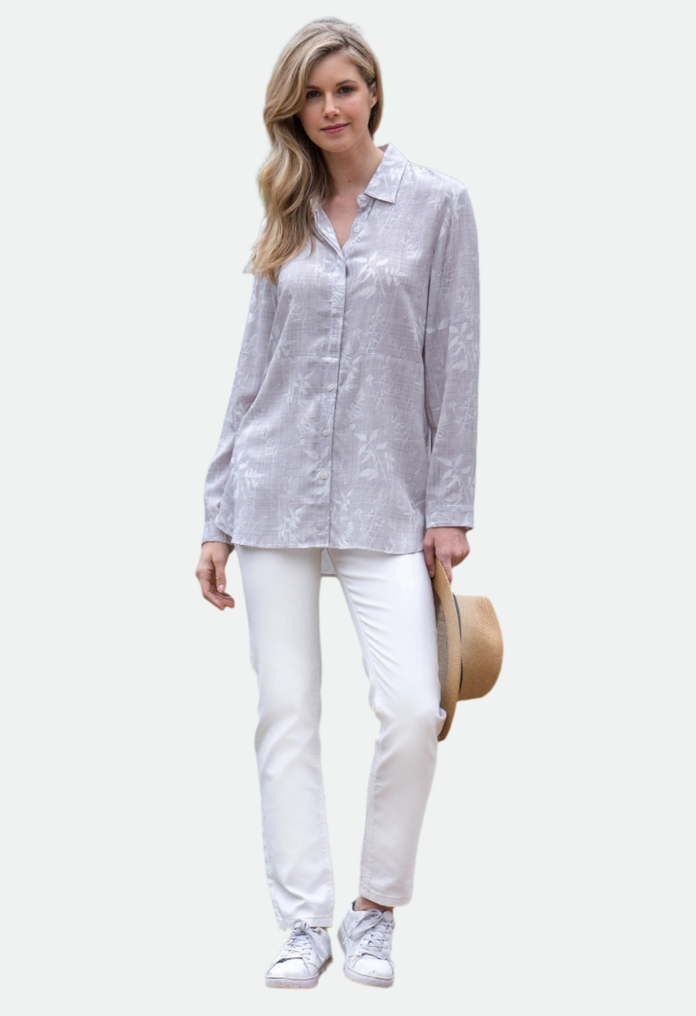 Thomas Cook Women's Jo Long Line Long Sleeve Shirt (Silver) – No Exchanges or Refunds