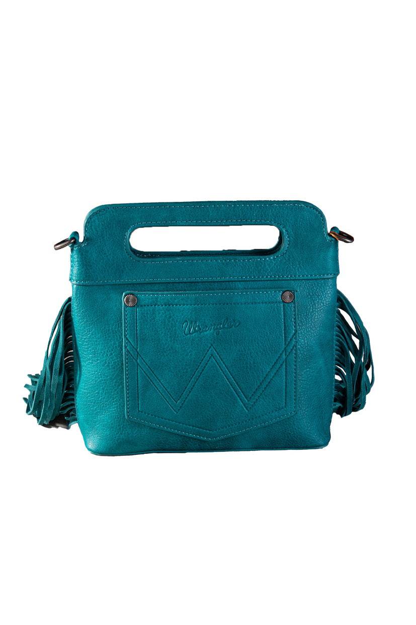 WRANGLER EMBROIDERED FRINGE CROSSBODY BAG (S24/25)_TURQUOISE