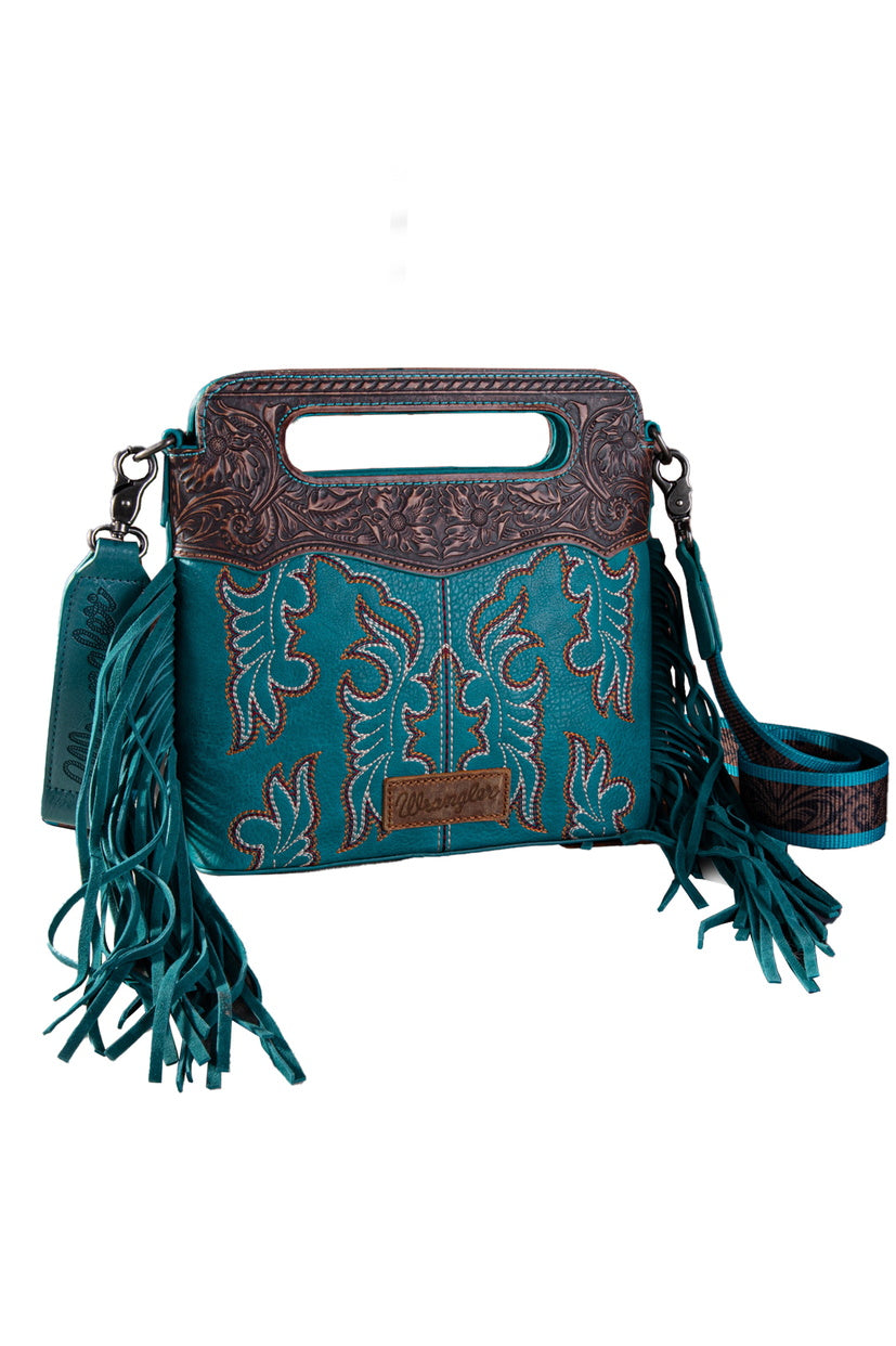 WRANGLER EMBROIDERED FRINGE CROSSBODY BAG (S24/25)_TURQUOISE