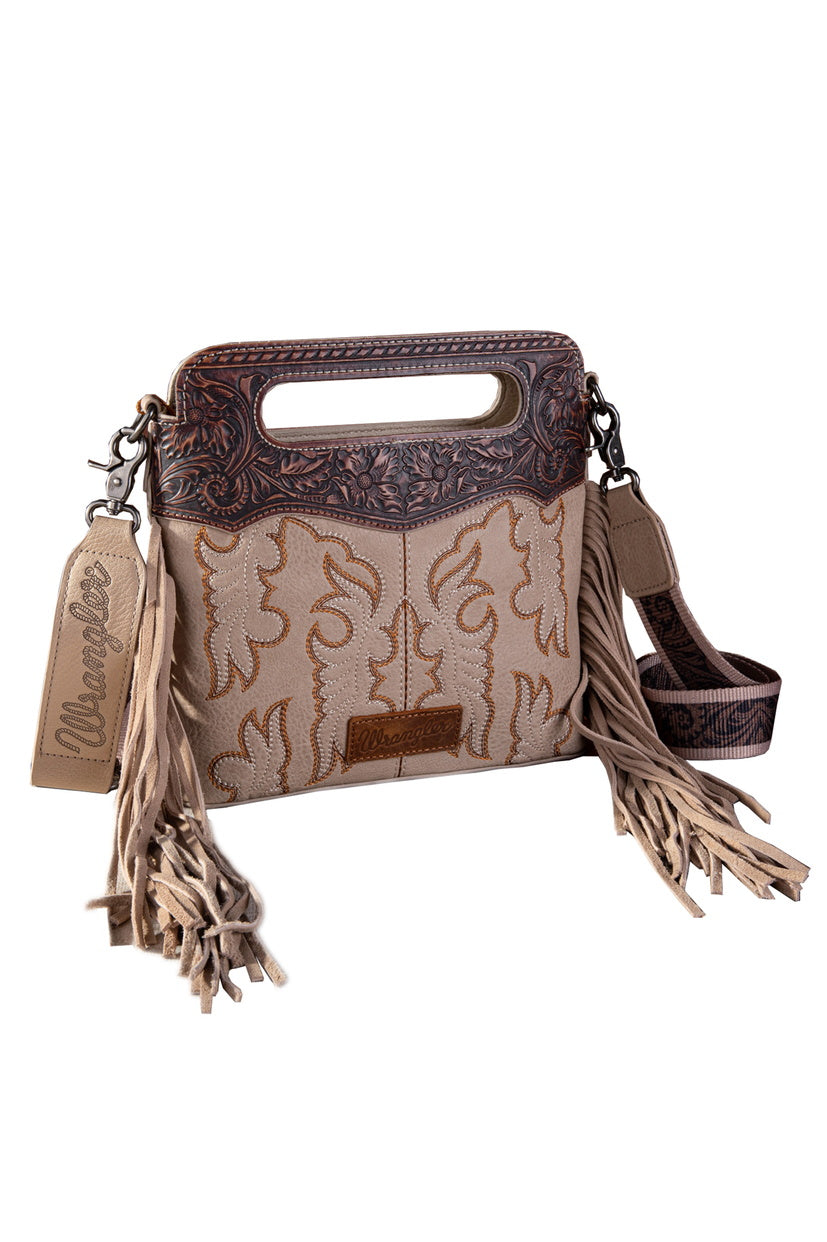 WRANGLER EMBROIDERED FRINGE CROSSBODY BAG (S24/25)_NATURAL