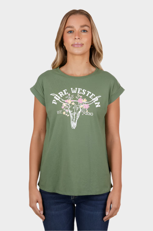 PURE WESTERN WOMENS KAYLEE TANK (MOSS)-CLEARANCE