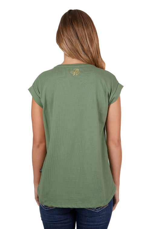 PURE WESTERN WOMENS KAYLEE TANK (MOSS)-CLEARANCE