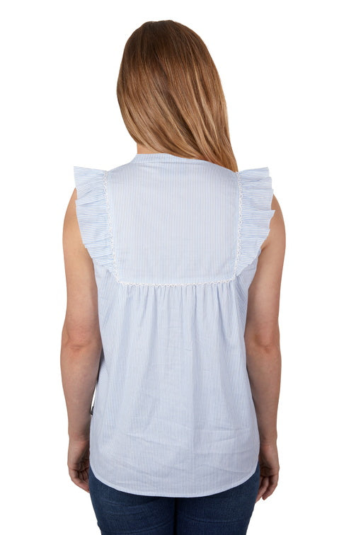 PURE WESTERN WOMENS SHANNON BLOUSE (BLUE)