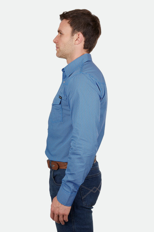 PURE WESTERN MENS SETH L/S SHIRT (ROYAL/ORANGE)