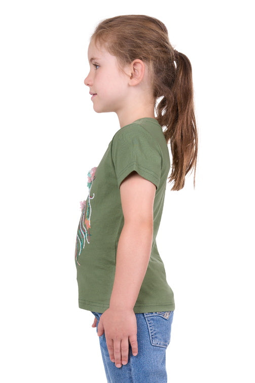 PURE WESTERN GIRLS CAMILLA S/S TEE (GREEN)-CLEARANCE
