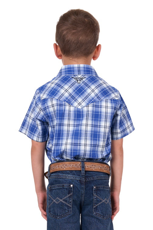 PURE WESTERN BOYS MARK SS SHIRT (ROYAL)