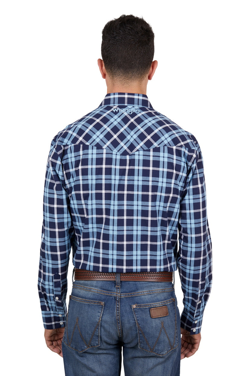 WRANGLER MENS BEN LOGO L/S SHIRT (NAVY/BLUE)
