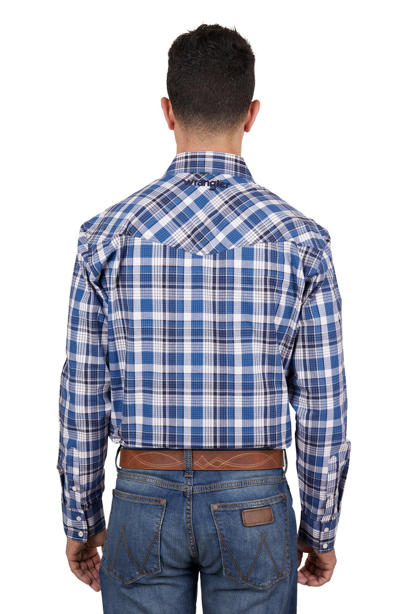WRANGLER MENS NIGEL L/S SHIRT (NAVY/BLUE)