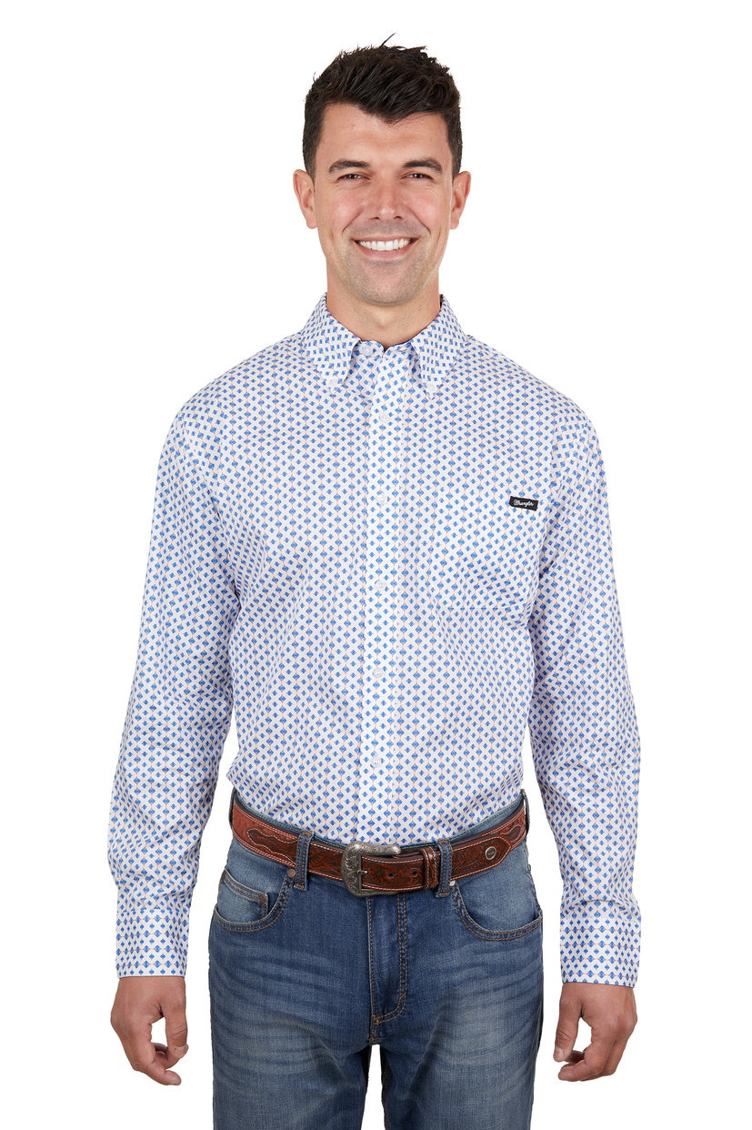 WRANGLER MENS NICK L/S SHIRT (ROYAL/ORANGE)