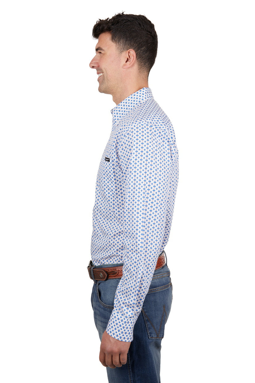 WRANGLER MENS NICK L/S SHIRT (ROYAL/ORANGE)