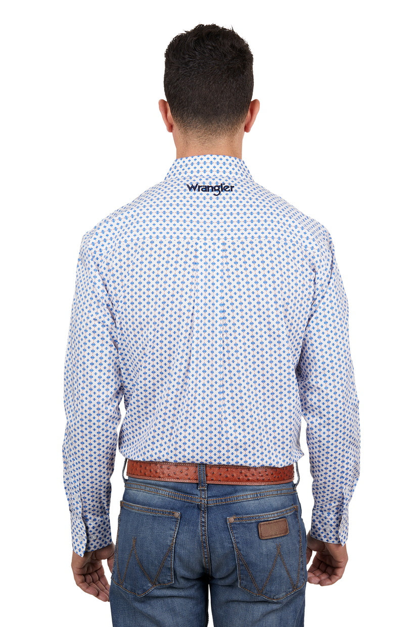 WRANGLER MENS NICK L/S SHIRT (ROYAL/ORANGE)