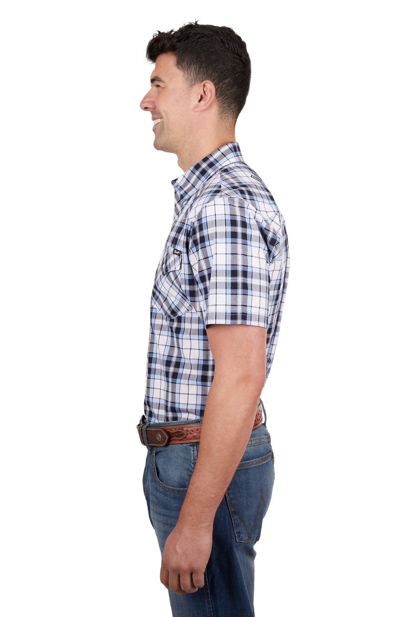 WRANGLER MENS TOBY S/S SHIRT (NAVY/BLUE)