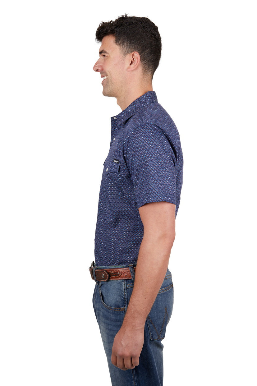 WRANGLER MENS MATT S/S SHIRT (NAVY/BLUE)