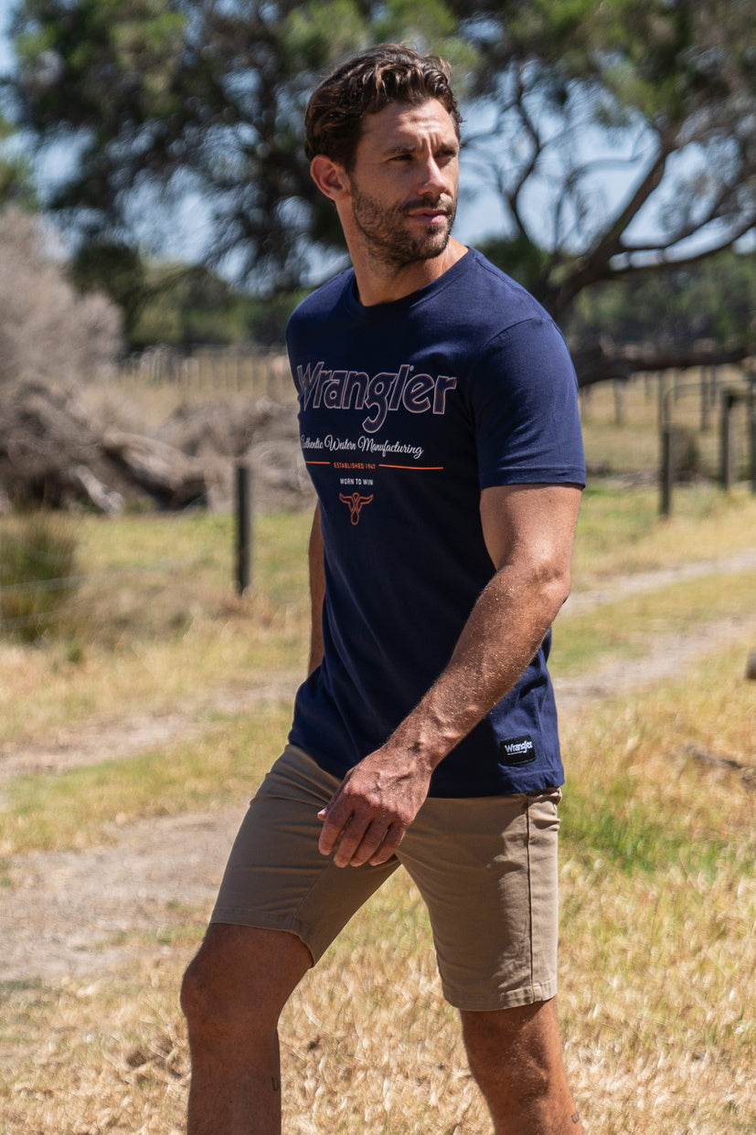 WRANGLER MENS OWEN S/S TEE (NAVY)