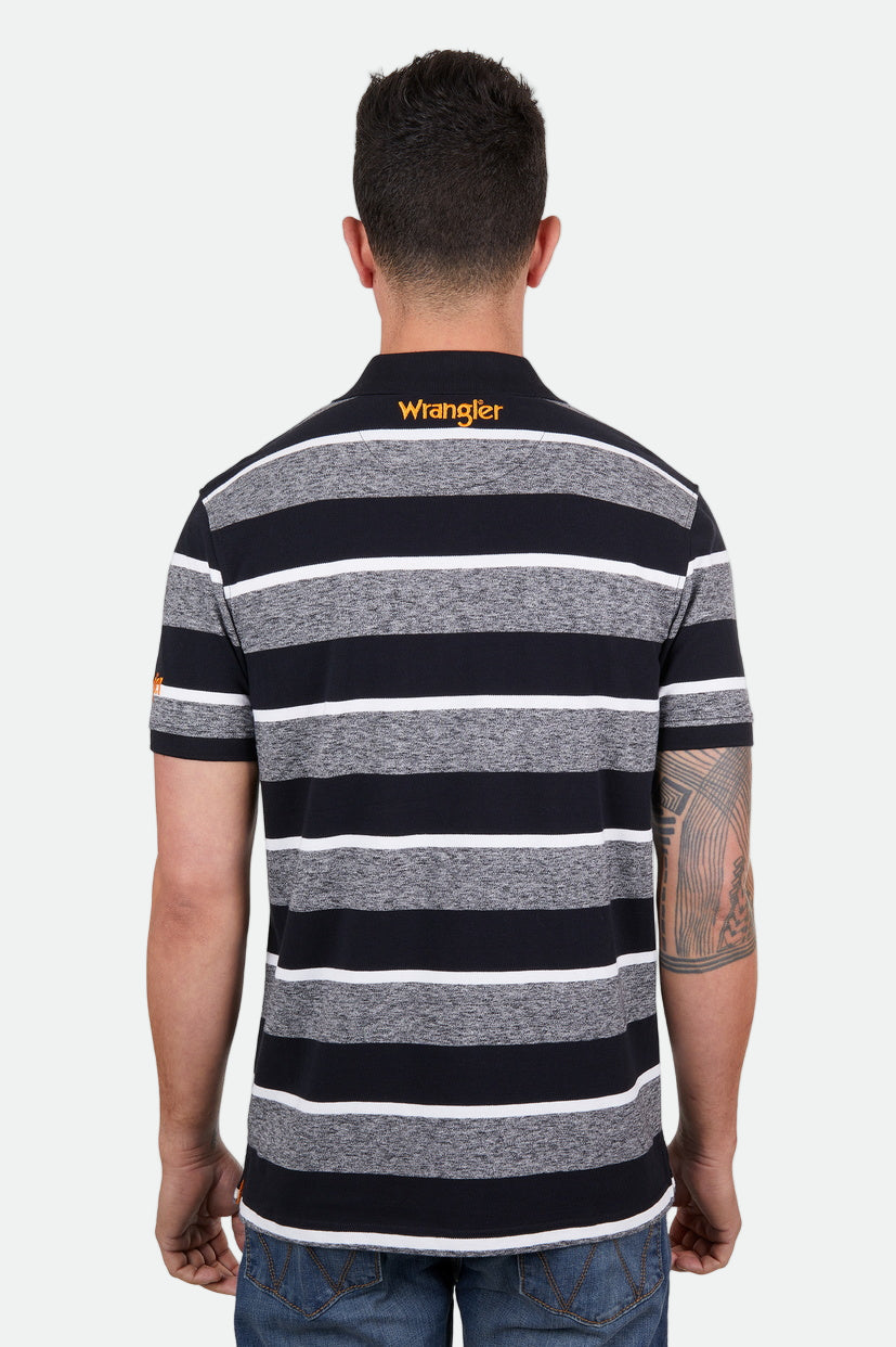 WRANGLER MENS JAKE 1-PKT S/S POLO (CHARCOAL MARLE/BLACK)