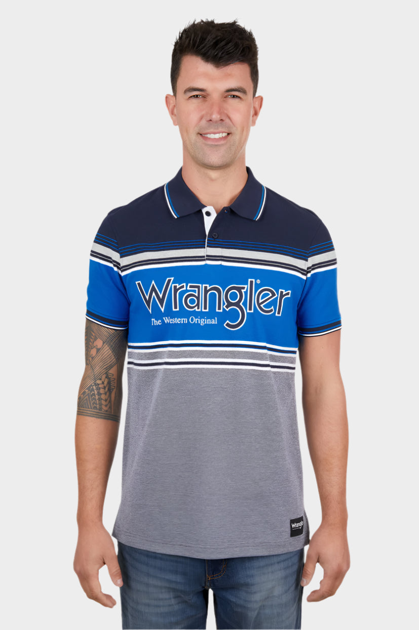 WRANGLER MENS JOEL S/S POLO (NAVY/ROYAL)