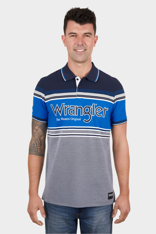 WRANGLER MENS JOEL S/S POLO (NAVY/ROYAL)