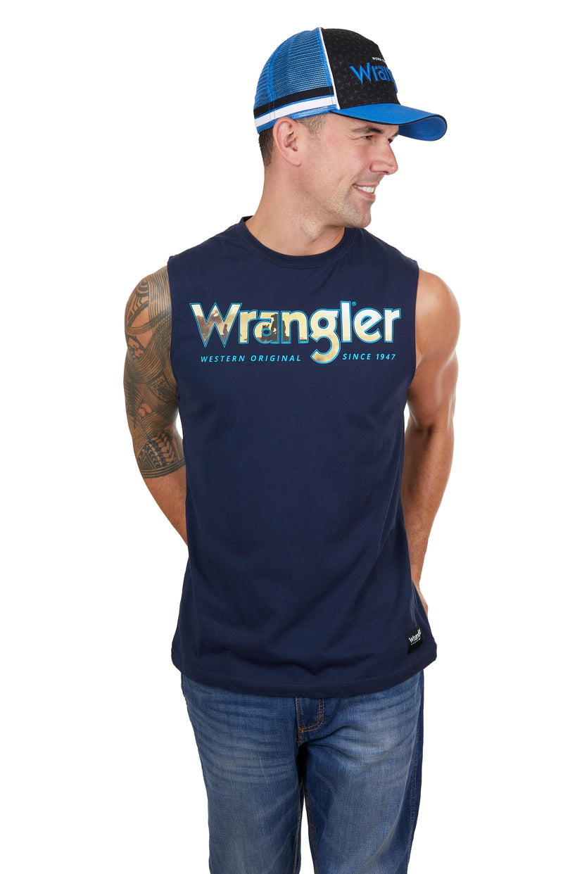 WRANGLER MENS NICO MUSCLE TANK (NAVY)